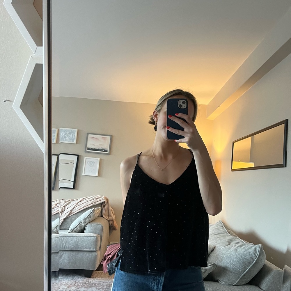Mango black velour tank